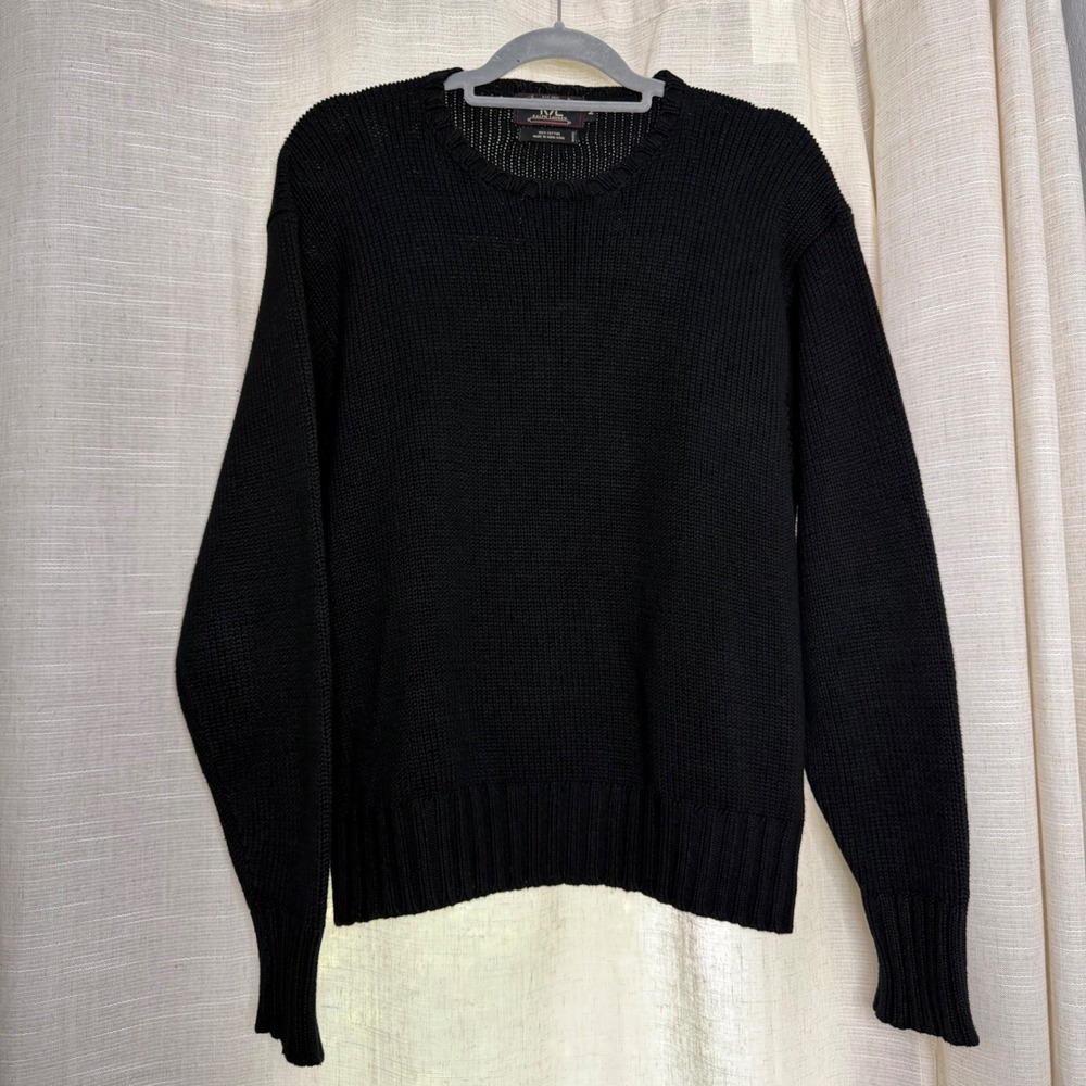 RRL Ralph Lauren Sweater Shaker Knit 100% Cotton Men's Size Medium Black